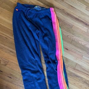 Aviator Nation 5 stripe sweatpants Neon Stripes